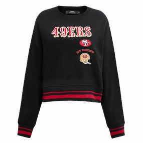 NFL SAN FRANCISCO 49ERS RETRO CLASSIC WOMEN'S CREWNECK (BLACK/RED/BLACK)