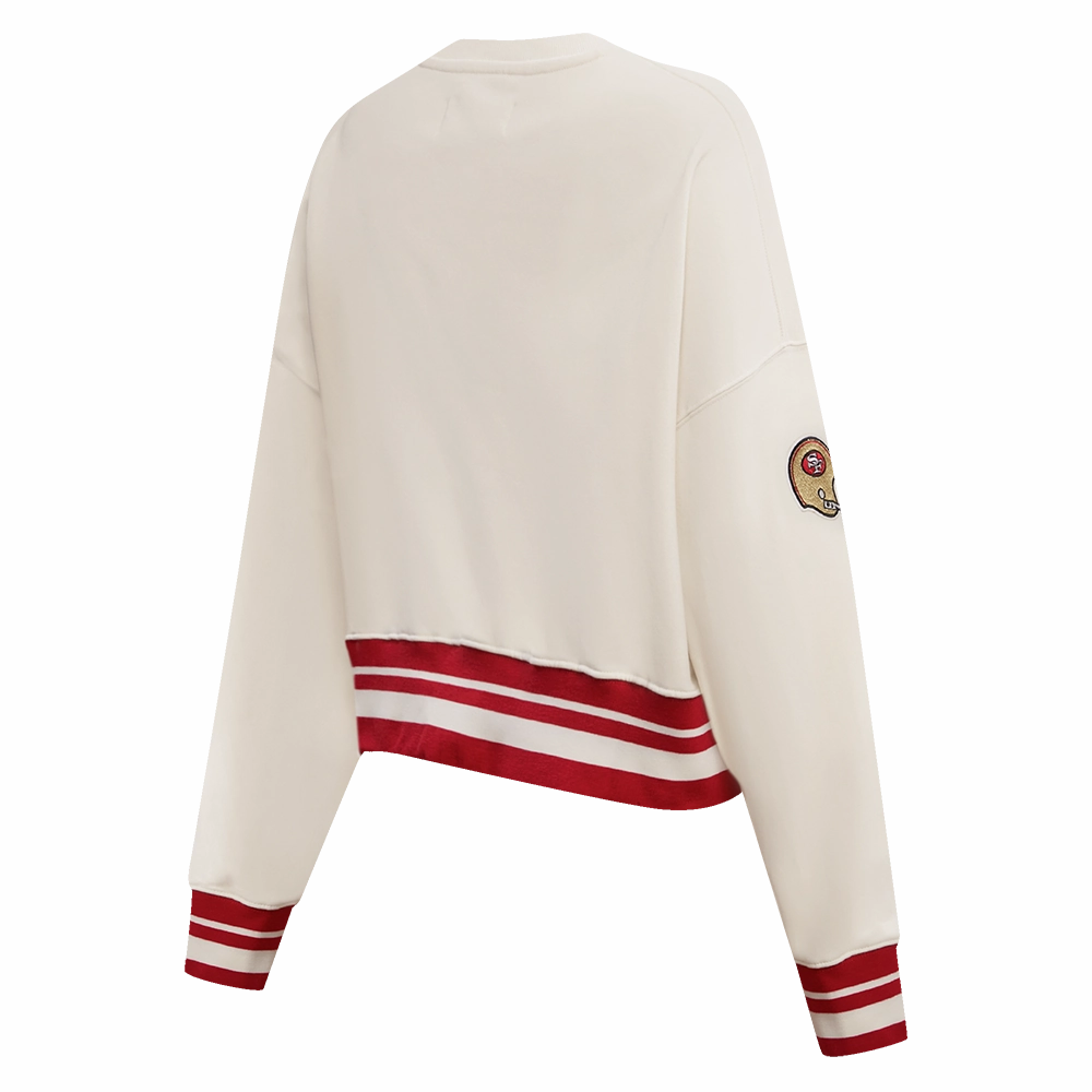 NFL SAN FRANCISCO 49ERS RETRO CLASSIC WOMEN'S CREWNECK (EGGSHELL/ RED)