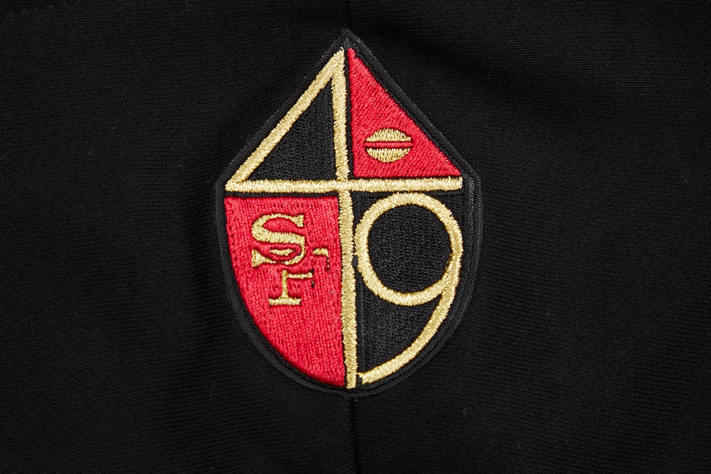NFL SAN FRANCISCO 49ERS RETRO CLASSIC WOMEN'S CROPPED PULLOVER HOODIE (BLACK/RED/BLACK)