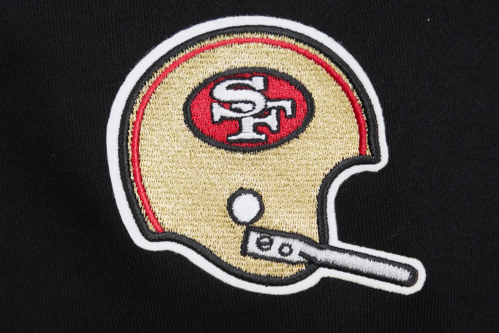 NFL SAN FRANCISCO 49ERS RETRO CLASSIC WOMEN'S CROPPED PULLOVER HOODIE (BLACK/RED/BLACK)