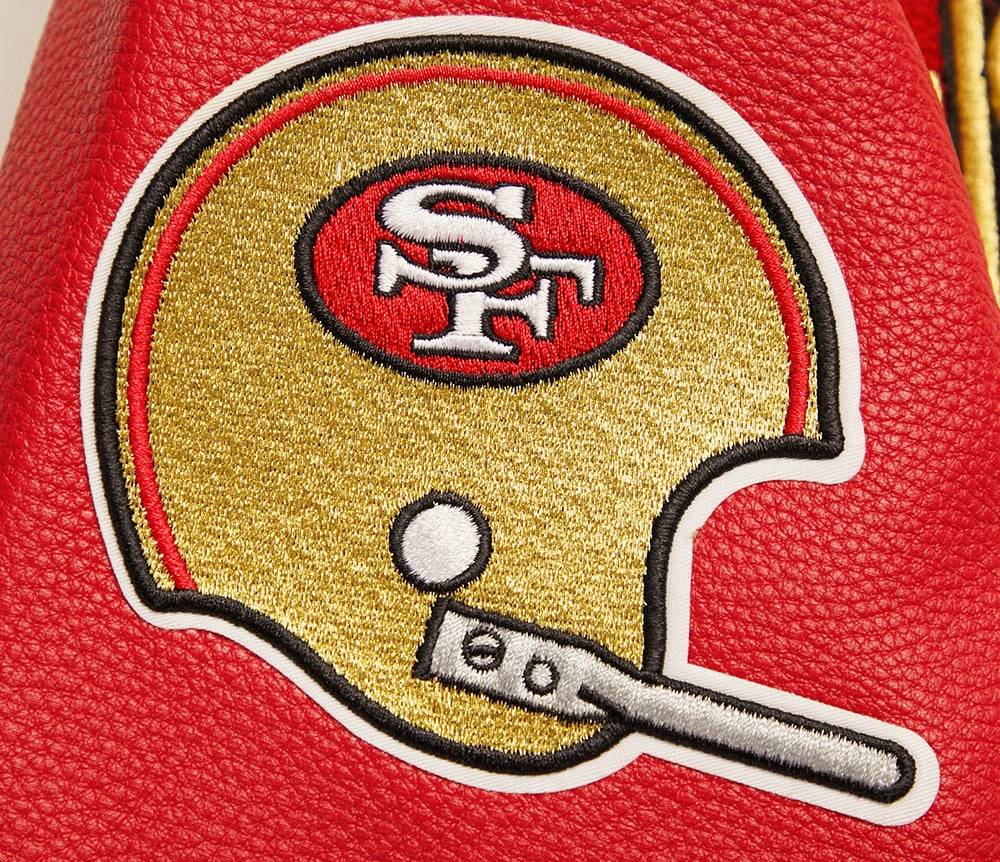 NFL SAN FRANCISCO 49ERS RETRO CLASSIC WOMEN'S RIB WOOL VARSITY JACKET (EGGSHELL/ RED)
