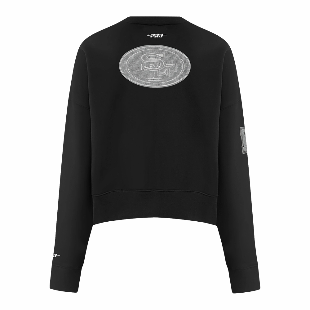 NFL SAN FRANCISCO 49ERS REVERSE FRENCH TERRY WOMEN'S FLEECE CREWNECK (BLACK)