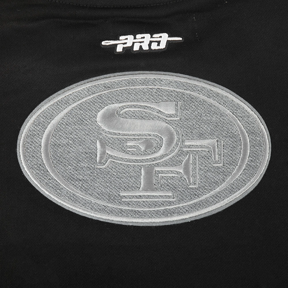 NFL SAN FRANCISCO 49ERS REVERSE FRENCH TERRY WOMEN'S FLEECE CREWNECK (BLACK)