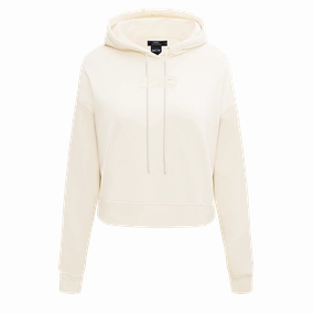 NFL SEATTLE SEAHAWKS NEUTRAL WOMEN'S CROPPED PULLOVER HOODIE (EGGSHELL)