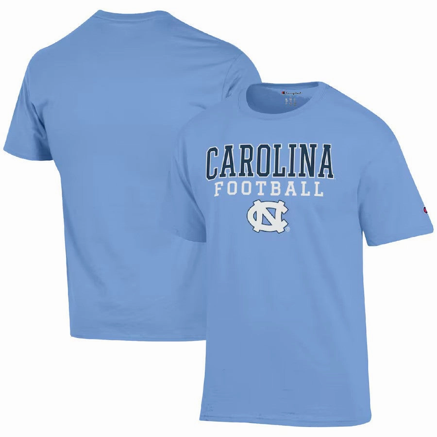 North Carolina Tar Heels NCAA Champion Football Stack T-Shirt - Carolina Blue
