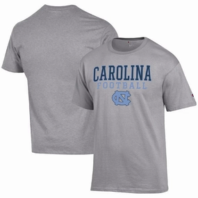 North Carolina Tar Heels NCAA Champion Football Stack T-Shirt - Heather Gray