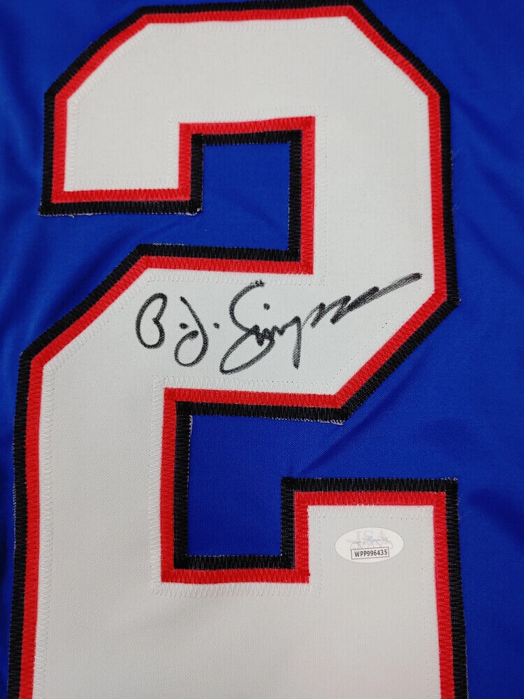O.J. Simpson Signed Buffalo Bills Blue Throwback Jersey (JSA COA) 5??Pro Bowl RB