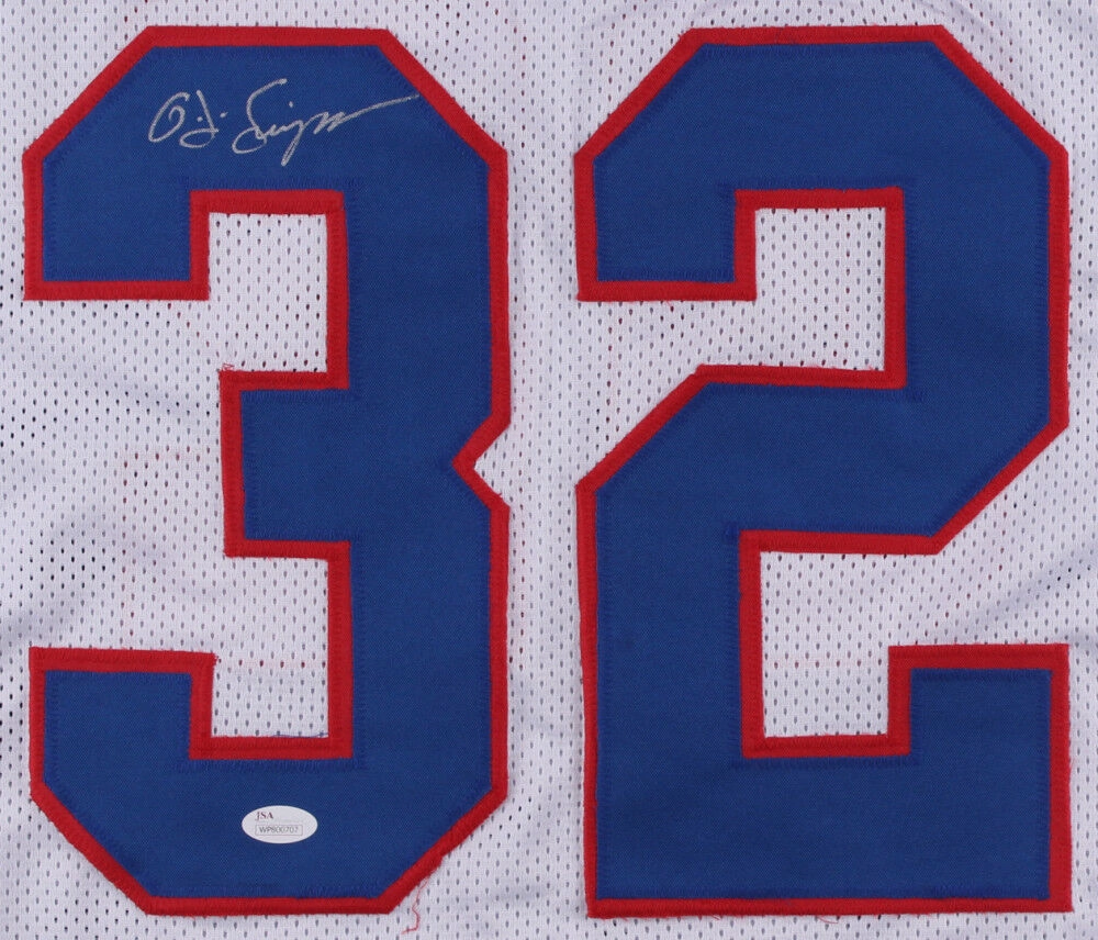 O.J. Simpson Signed Buffalo Bills White Jersey (JSA COA) 5??Pro Bowl Running Back