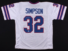 O.J. Simpson Signed Buffalo Bills White Jersey (JSA COA) 5??Pro Bowl Running Back