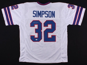 O.J. Simpson Signed Buffalo Bills White Jersey (JSA COA) 5??Pro Bowl Running Back