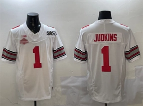 O.State Buckeyes #1 Quinshon Judkins White 2025 CFP Final With National Champions Patch F.U.S.E. Vapor Limited Stitched Football American College Jerseys
