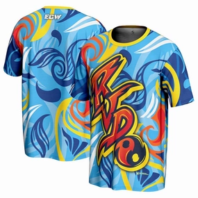 Rob Van Dam WWE ProSphere Peace Sign T-Shirt - Light Blue - USA Stock