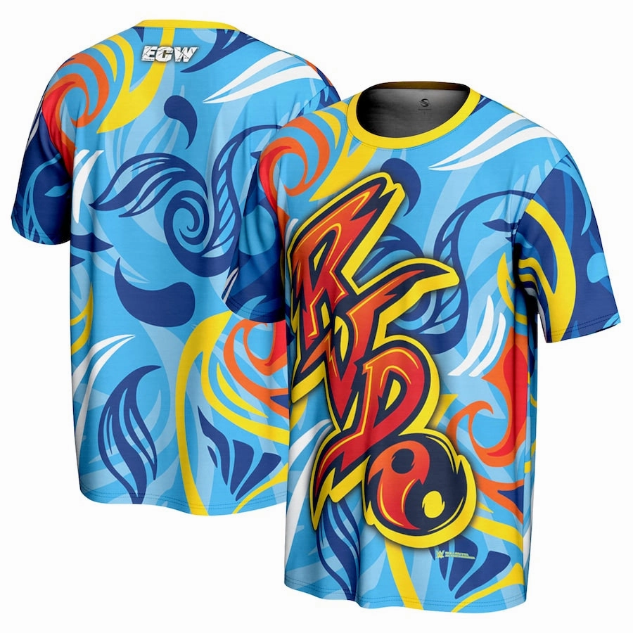 Rob Van Dam WWE ProSphere Peace Sign T-Shirt - Light Blue - USA Stock