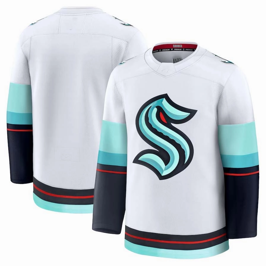 S.Kraken Fanatics Away Premium Jersey - White Stitched American Hockey Jerseys