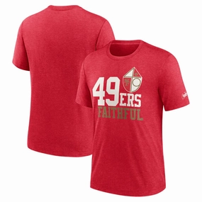San Francisco 49ers NFL UK Medium Nike Local Tri-Blend T-Shirt - Heather Scarlet