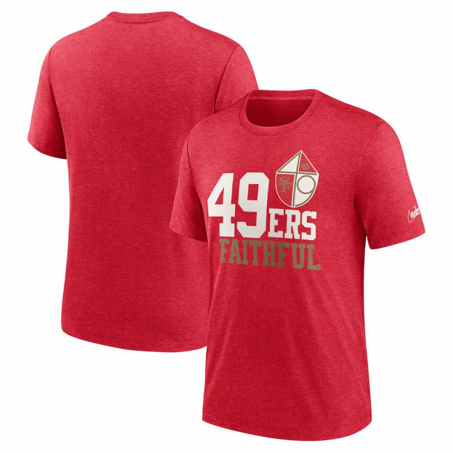 San Francisco 49ers NFL UK Medium Nike Local Tri-Blend T-Shirt - Heather Scarlet