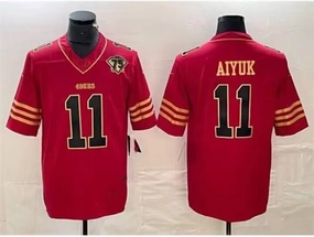 SF.49ers #11 Brandon Aiyuk 75th Anniversary Alternate Red Stitched Game Football Jersey