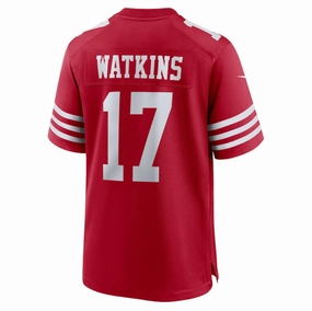 SF.49ers #17 Jordan Watkins Scarlet Team Game Stitched American Football Jerseys