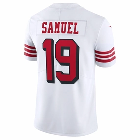 SF.49ers #19 Deebo Samuel Scarlet 75th Anniversary Alternate White Stitched Game Jersey