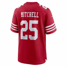 SF.49ers #25 Elijah Mitchell Scarlet Team Player Game Jersey Stitched American Football Jerseys