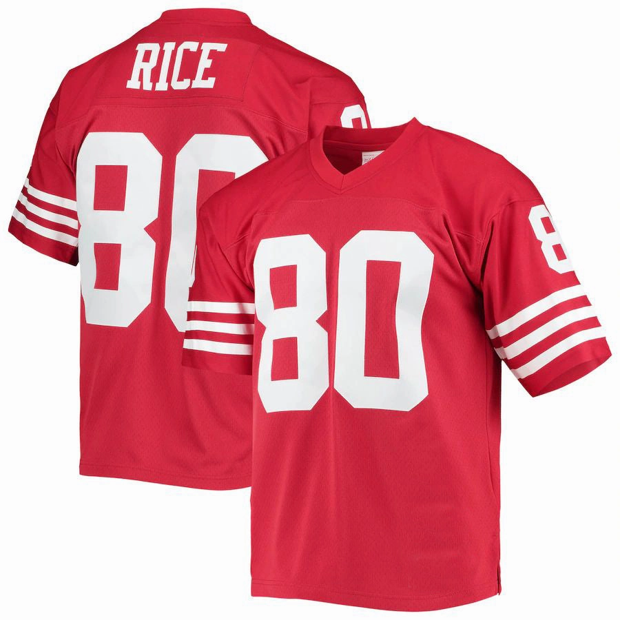 SF. 49ers #80 Jerry Rice Mitchell & Ness Scarlet Legacy Replica Jersey Stitched American Football Jersey