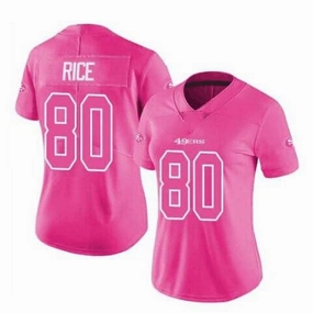 SF.49ers #80 Jerry Rice Pink Stitched Limited Rush Fashion Stitched American Football Jerseys