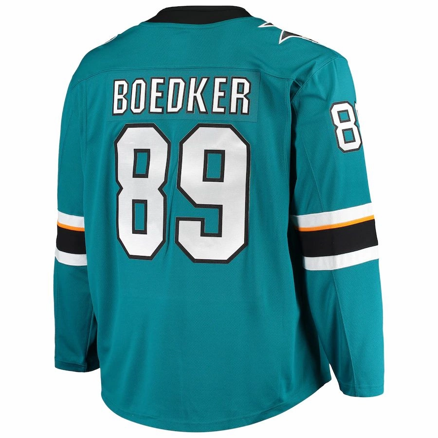 SJ.Sharks #89 Mikkel Boedker Fanatics Branded Breakaway Home Player Jersey Teal Stitched American Hockey Jerseys