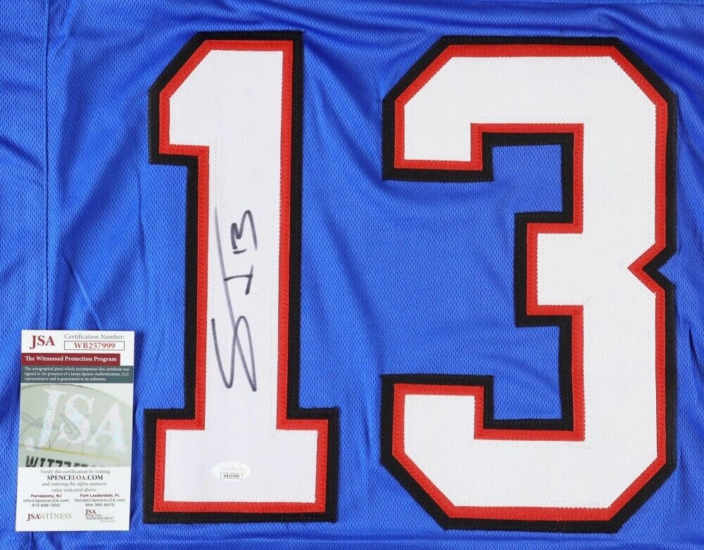 Stevie Johnson Signed Bills Blue Jersey (JSA COA) Buffalo Receiver 2008?C2016