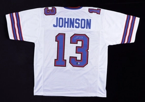 Stevie Johnson Signed Bills White Home Jersey (Beckett COA) Buffalo WR 2008?C2016