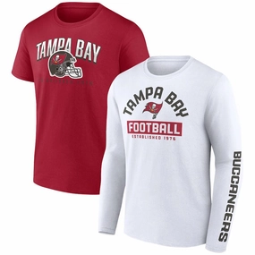 Tampa Bay Buccaneers NFL UK Medium Fanatics Branded Long and Short Sleeve Two-Pack T-Shirt - Red/White