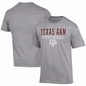 Texas A&M Aggies NCAA Champion Football Stack T-Shirt - Heather Gray