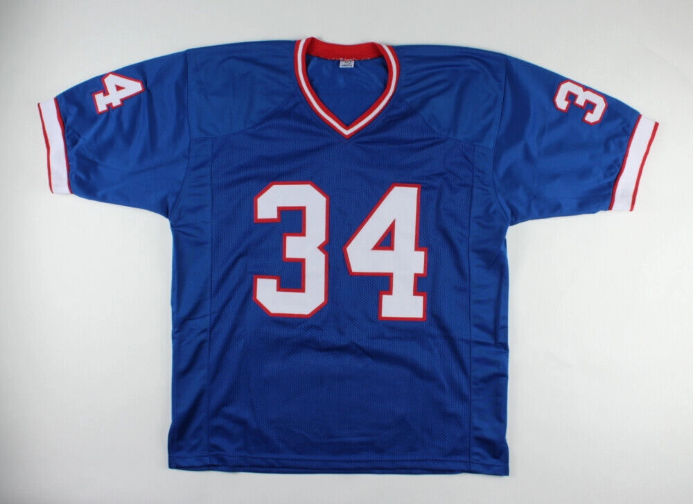 Thurman Thomas Signed Buffalo Bills Career Highlight Stat Jersey (Beckett COA)