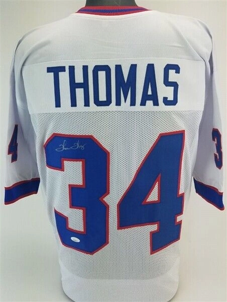 Thurman Thomas Signed Buffalo Bills White Jersey (JSA COA) NFL MVP (1991) R.B.