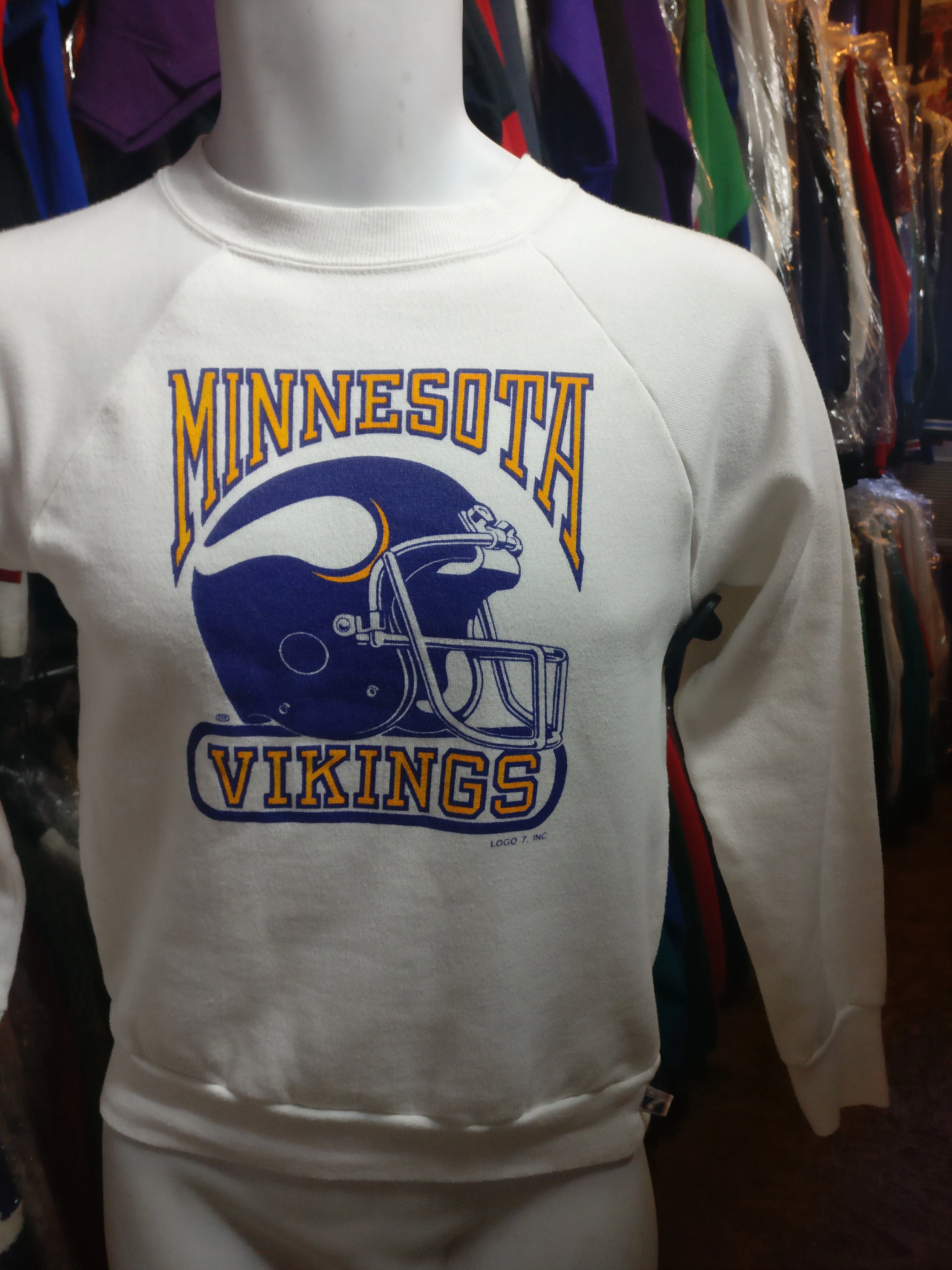 Vintage 80s MINNESOTA VIKINGS NFL Logo 7 Sweatshirt YL