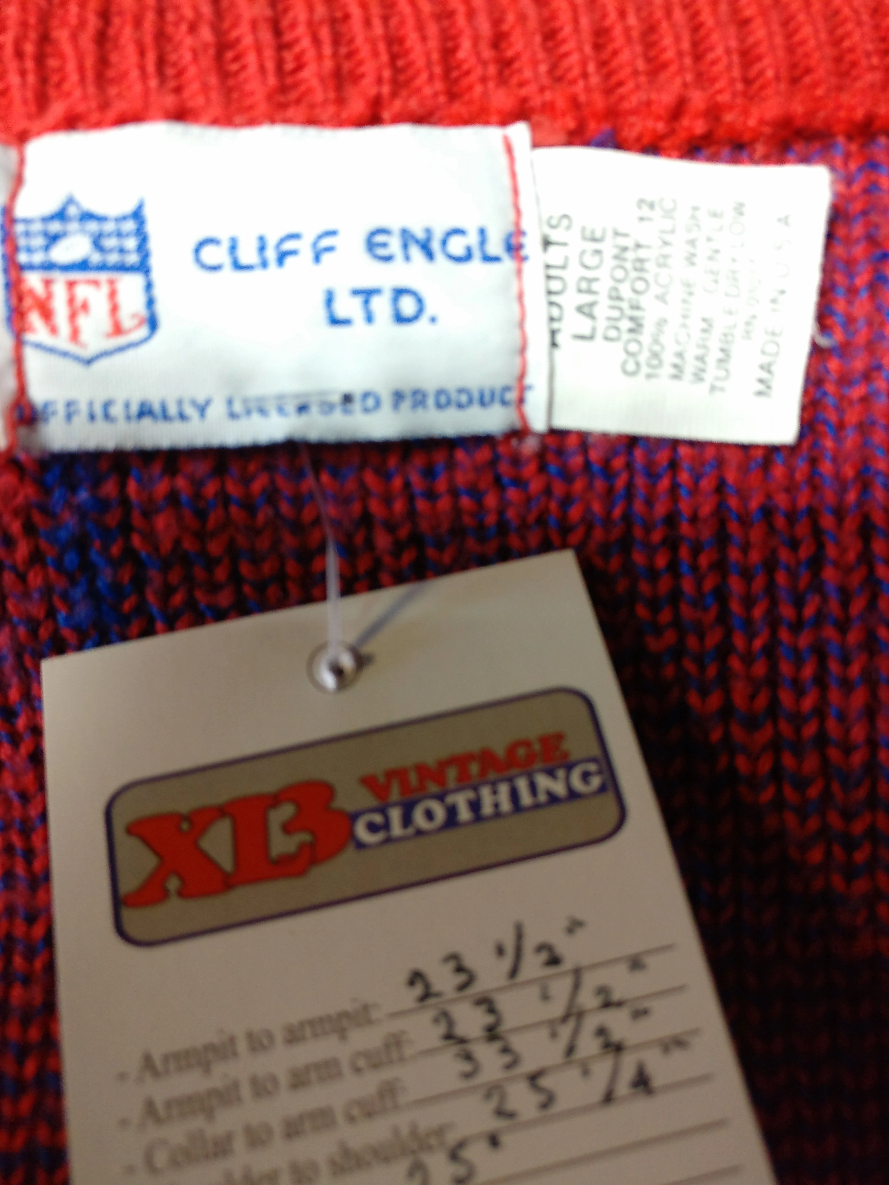 Vintage 80s NEW YORK GIANTS Cliff Engle NFL Pinstripe Sweater L