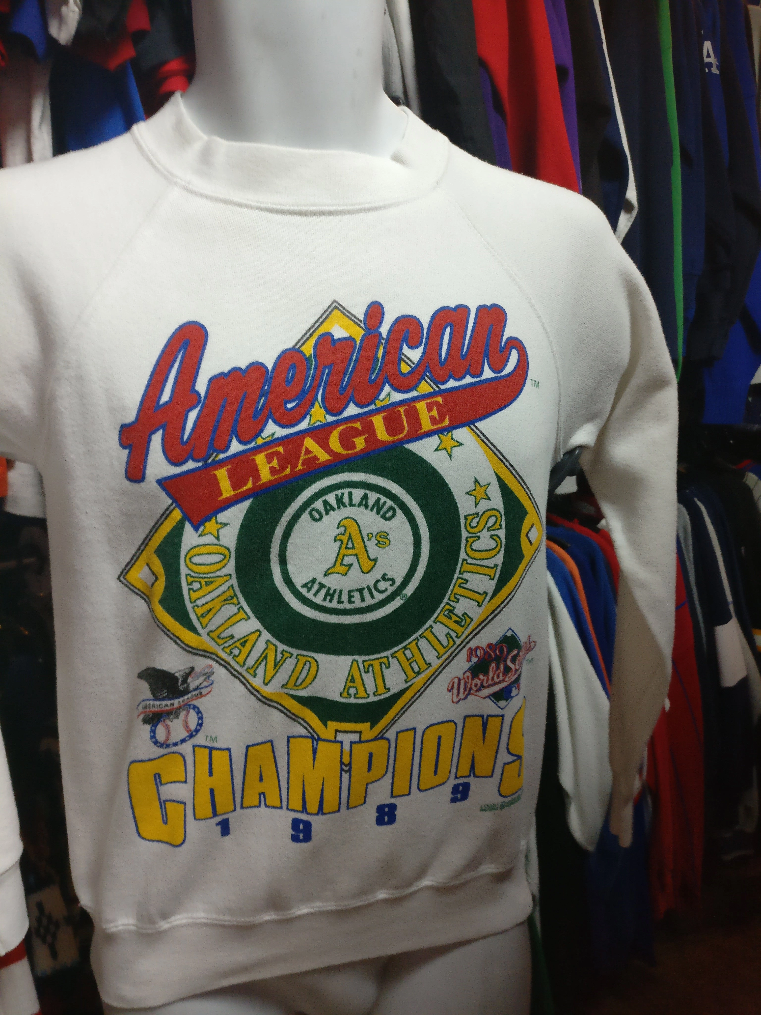 Vintage '89 OAKLAND A's MLB American League Champs Sweatshirt S