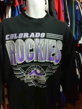 Vintage '92 COLORADO ROCKIES MLB Logo 7 Inc Sweatshirt L