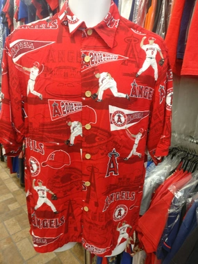 Vintage ANAHEIM ANGELS MLB Reyn Spooner Rayon Hawaiian Shirt M