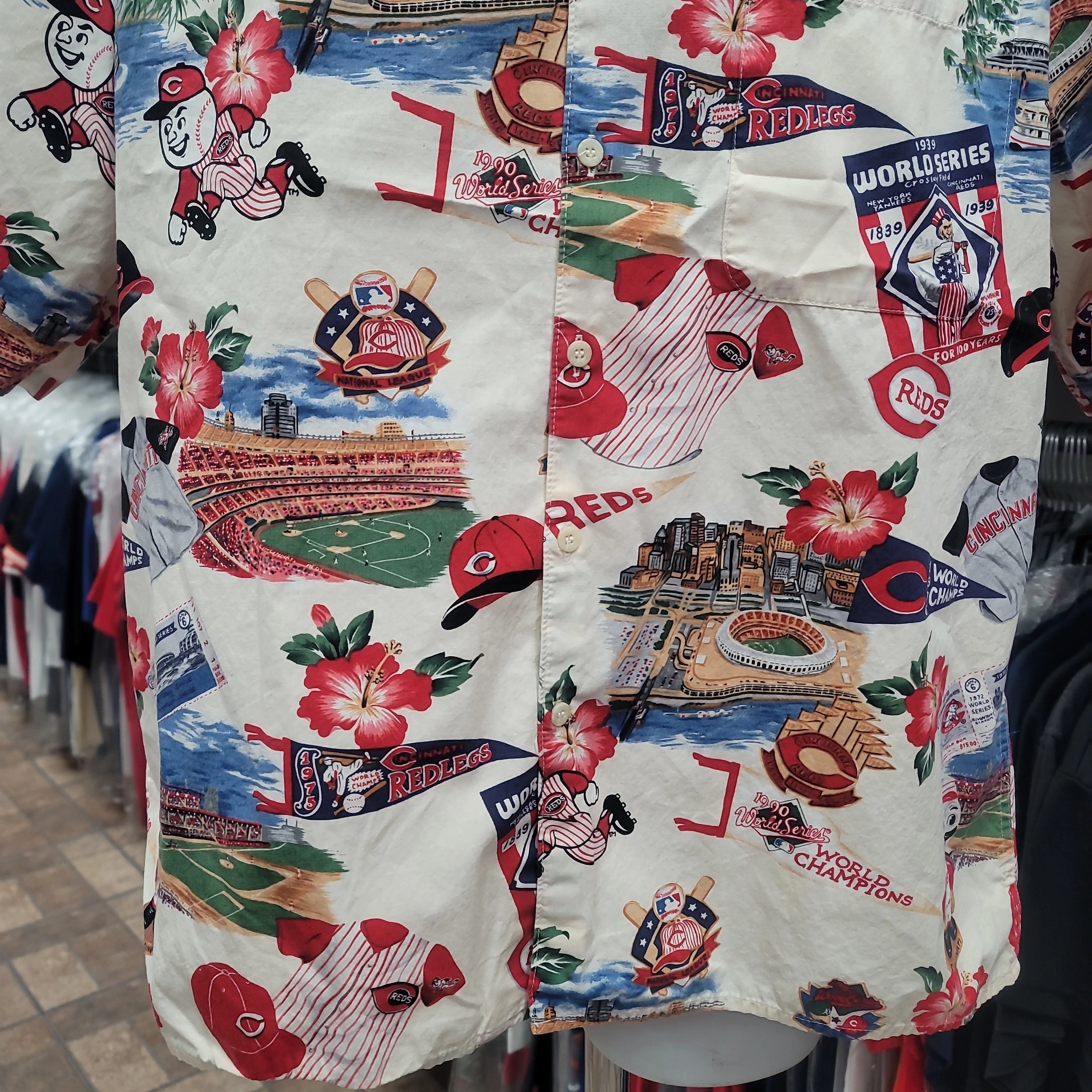 Vintage CINCINNATTI REDS MLB Reyn Spooner Cotton Hawaiian Shirt L