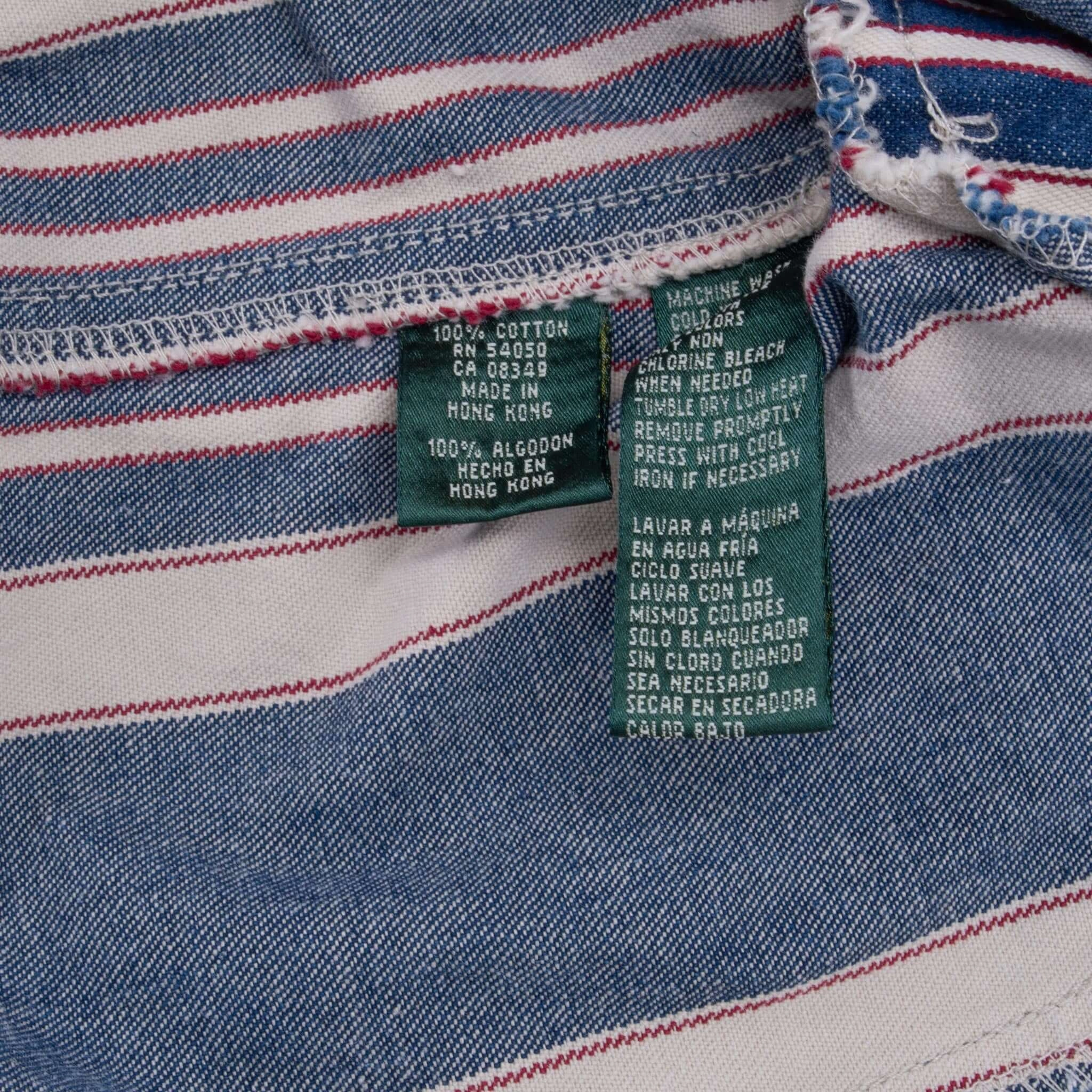 VINTAGE LAUREN JEANS CO STRIPED WOMEN DENIM SHIRT 1990S LARGE
