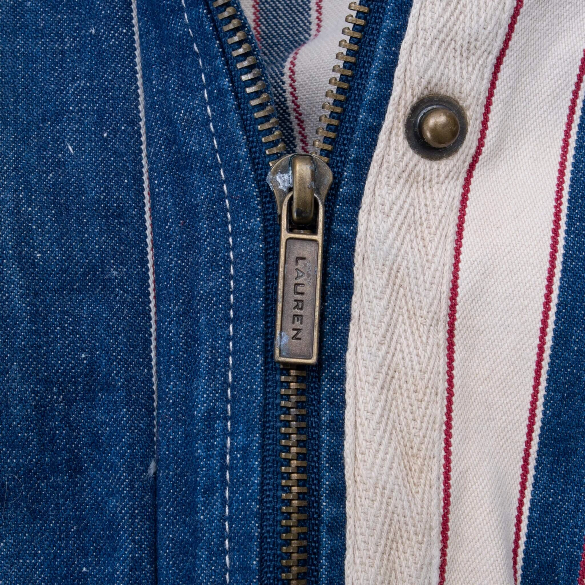 VINTAGE LAUREN JEANS CO STRIPED WOMEN DENIM SHIRT 1990S LARGE