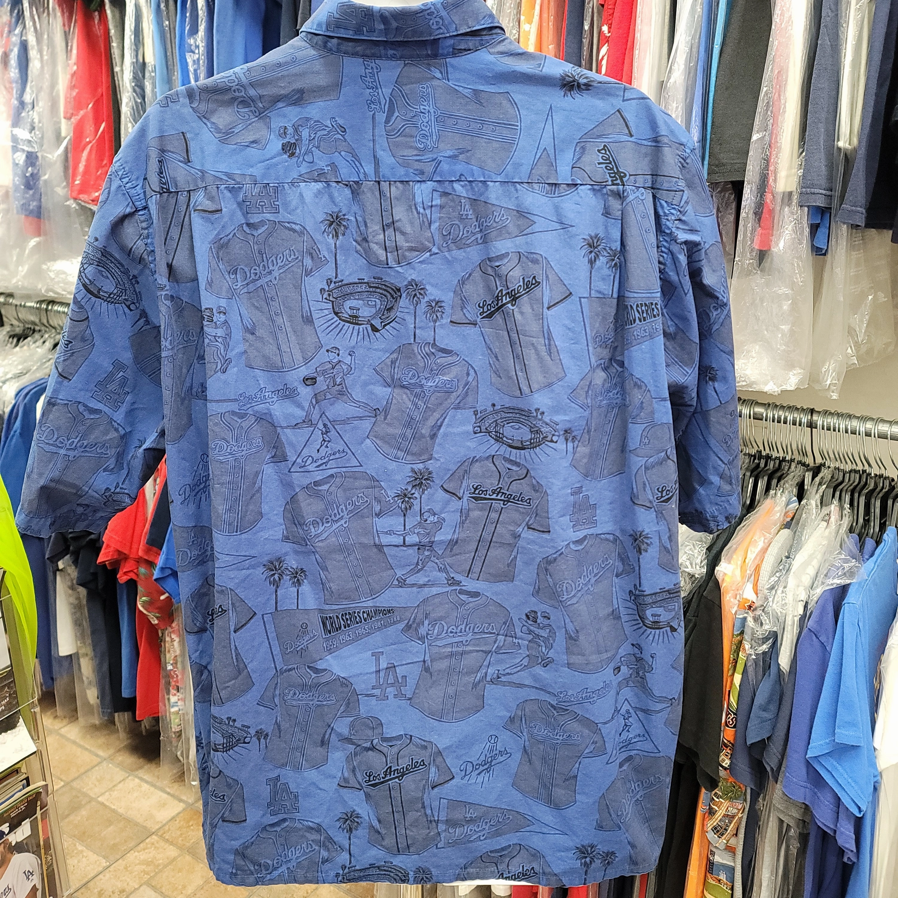 Vintage LOS ANGELES DODGERS MLB Reyn Spooner Cotton Hawaiian Shirt XL