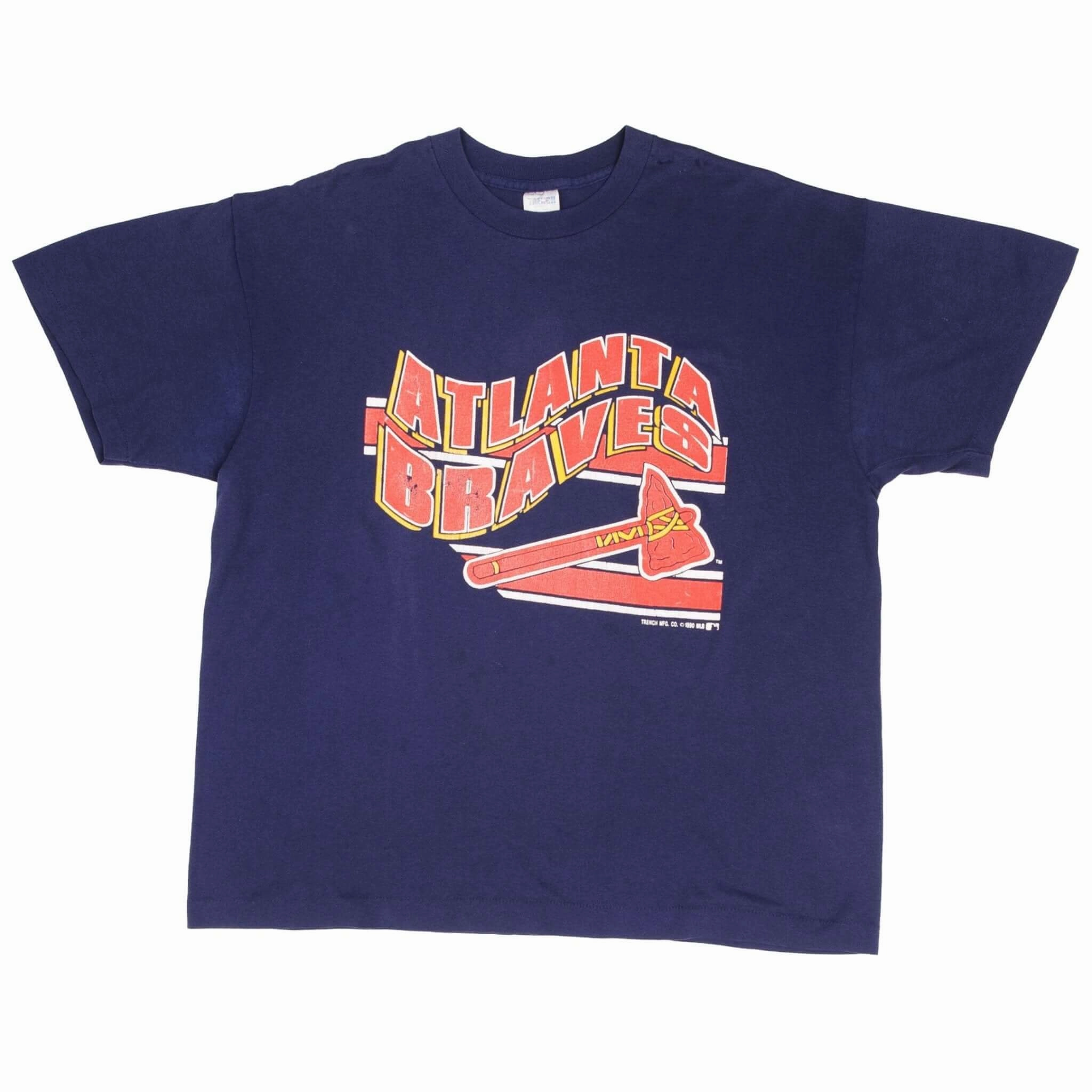 VINTAGE MLB ATLANTA BRAVES 1990 TEE SHIRT SIZE XL MADE IN USA