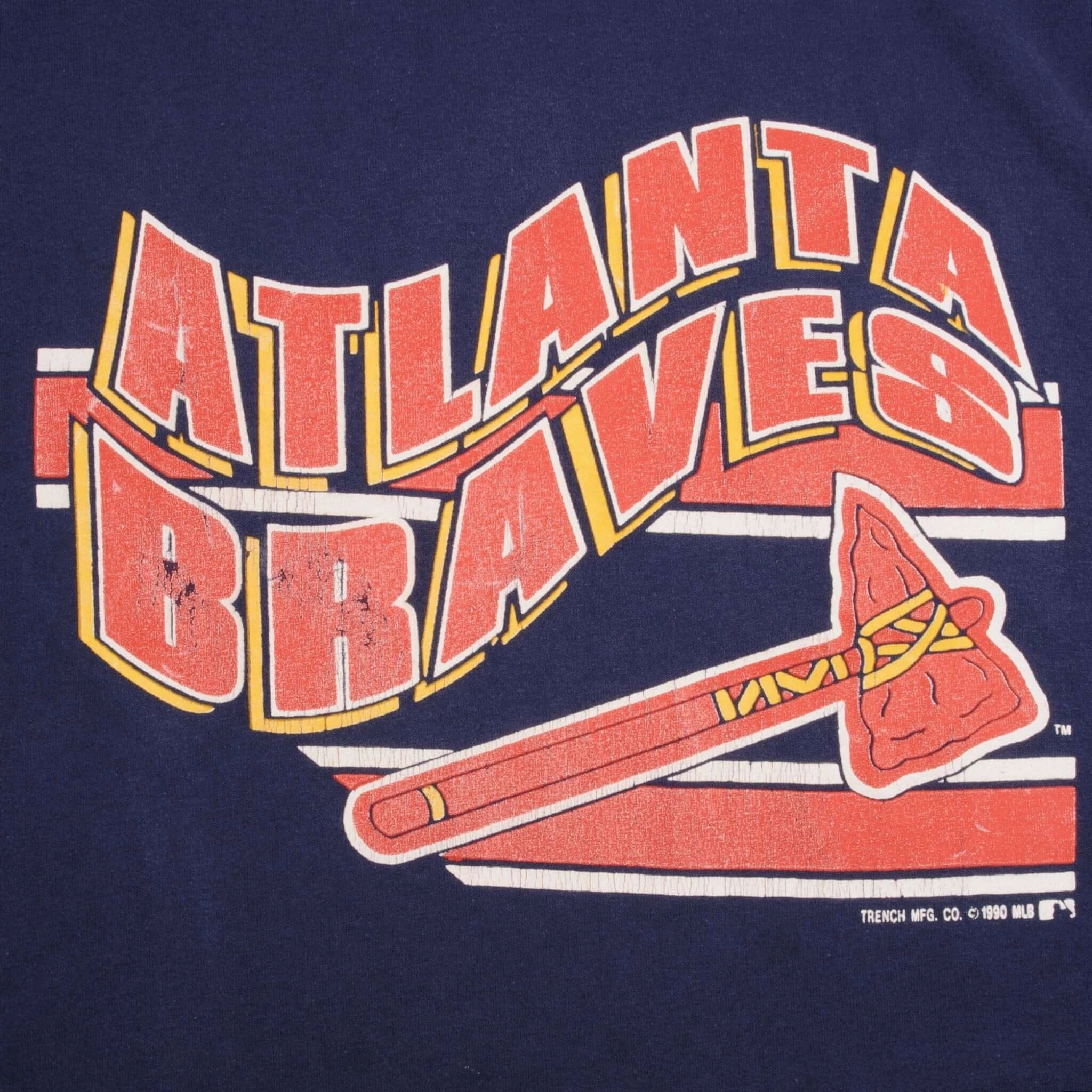 VINTAGE MLB ATLANTA BRAVES 1990 TEE SHIRT SIZE XL MADE IN USA