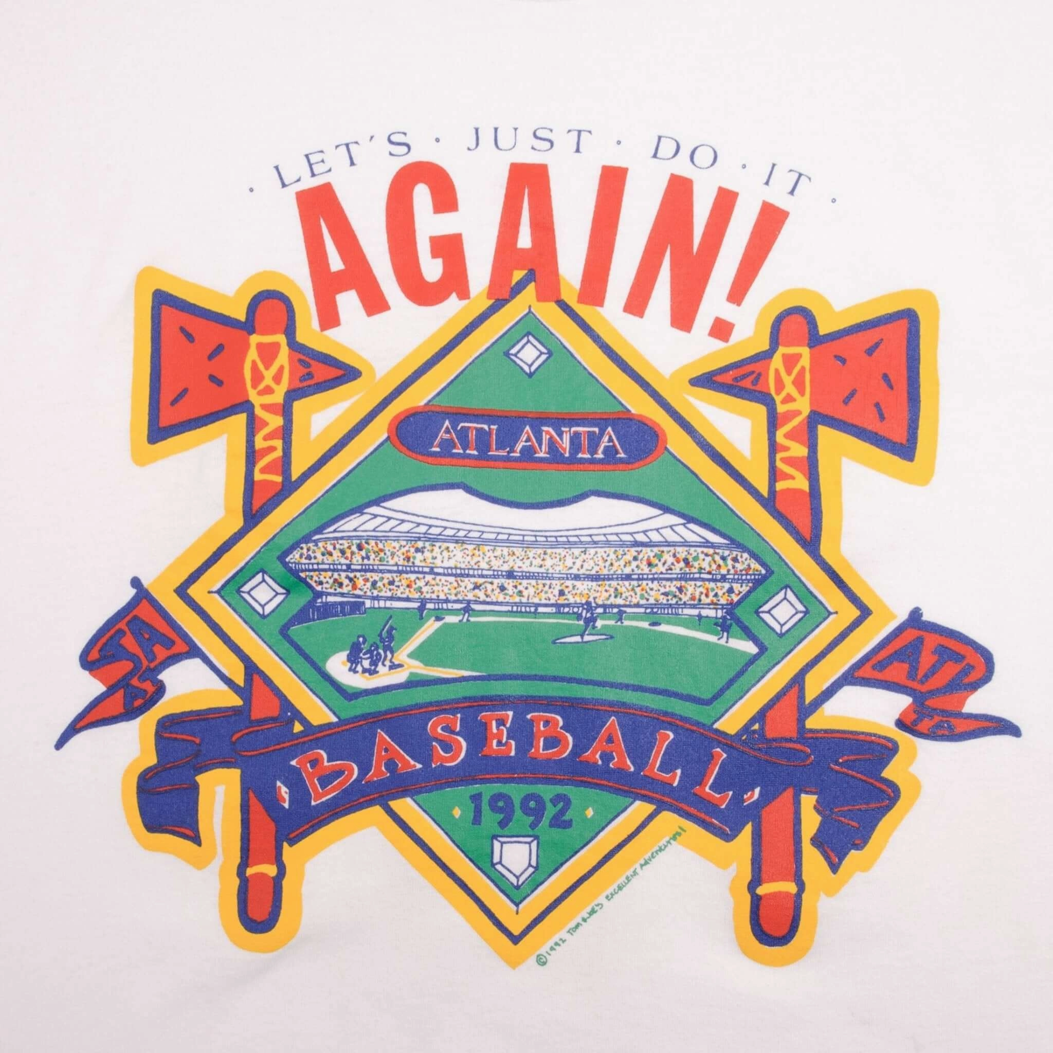 VINTAGE MLB ATLANTA BRAVES 1992 TEE SHIRT SIZE XL MADE IN USA