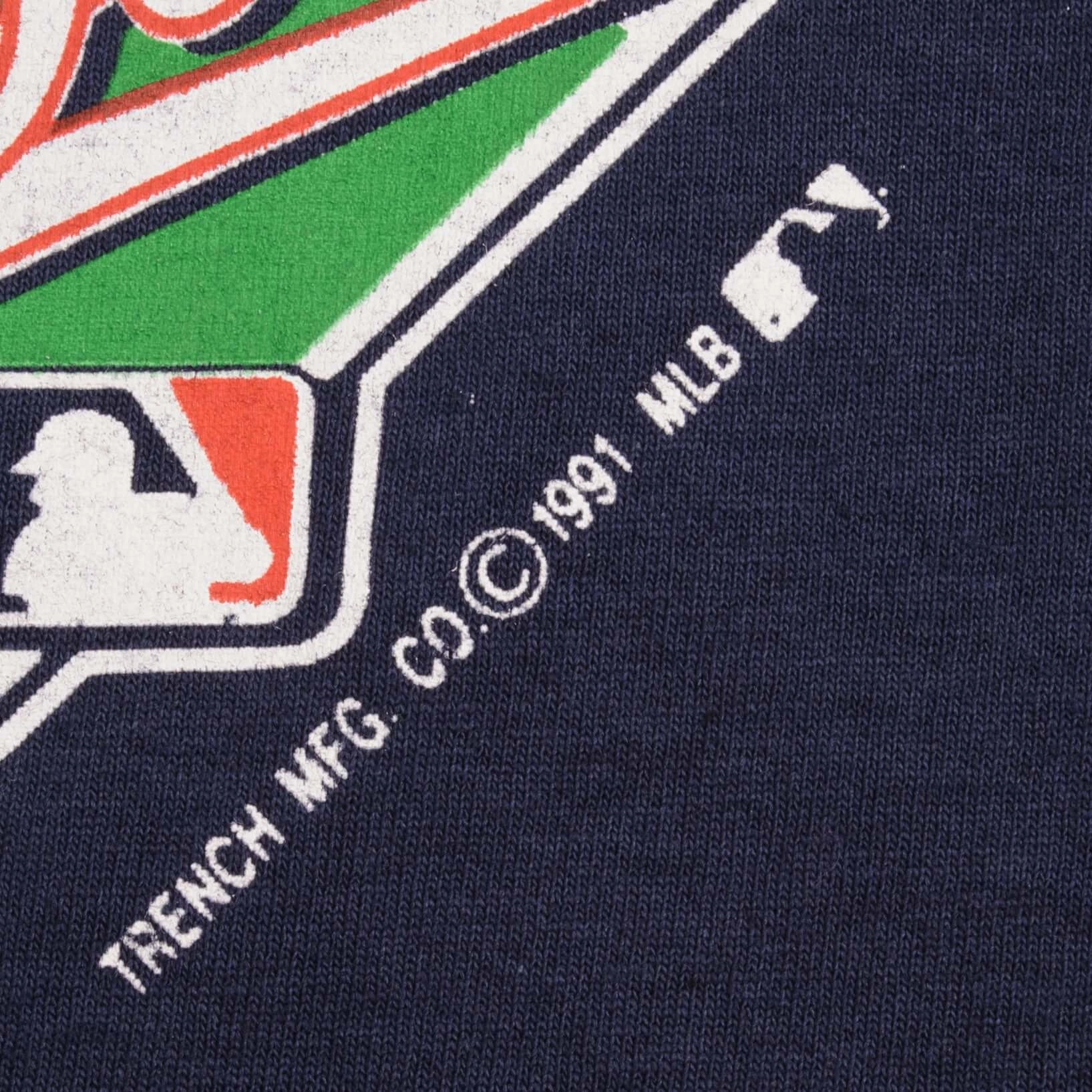 VINTAGE MLB ATLANTA BRAVES CHAMPIONS 1991 TEE SHIRT MEDIUM MADE USA DEADSTOCK