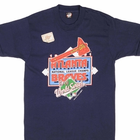 VINTAGE MLB ATLANTA BRAVES CHAMPIONS 1991 TEE SHIRT MEDIUM MADE USA DEADSTOCK