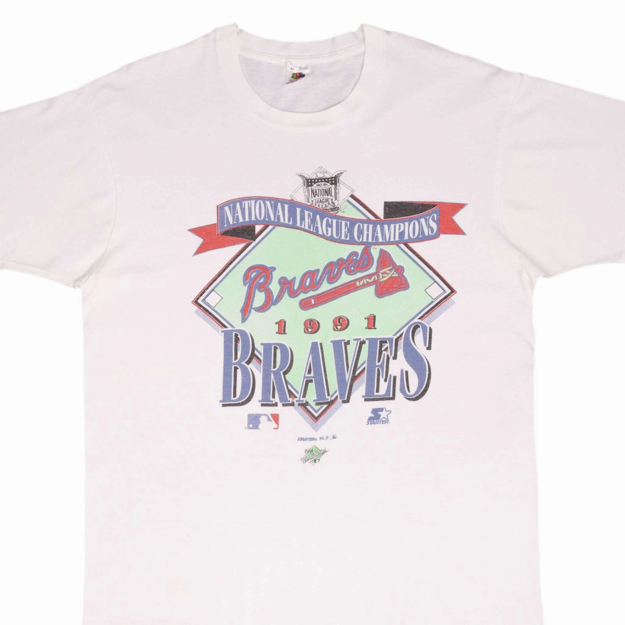 VINTAGE MLB ATLANTA BRAVES CHAMPIONS 1991 TEE SHIRT SIZE LARGE MADE IN USA