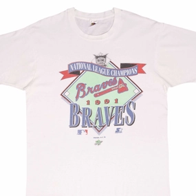 VINTAGE MLB ATLANTA BRAVES CHAMPIONS 1991 TEE SHIRT SIZE LARGE MADE IN USA