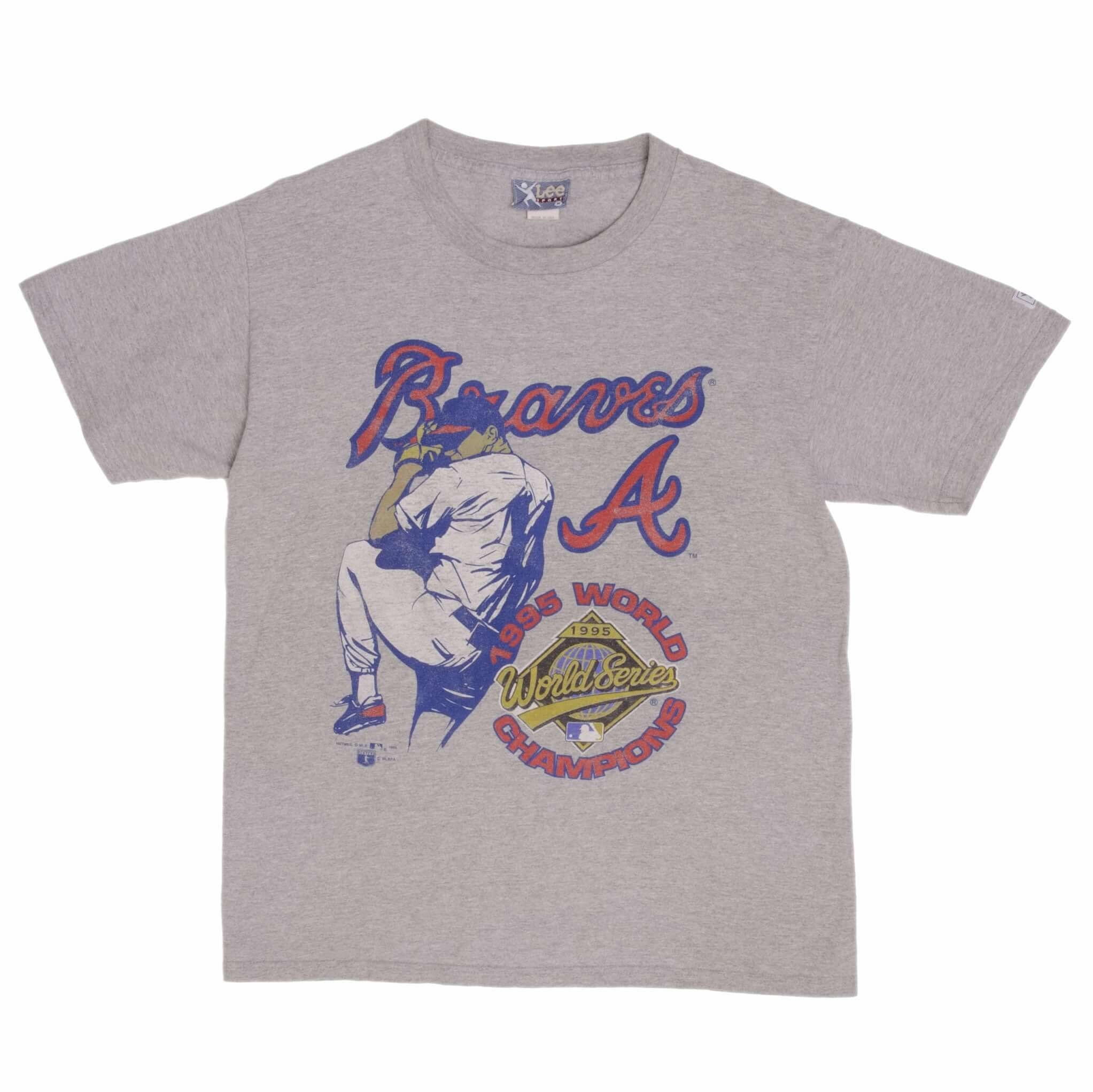 VINTAGE MLB ATLANTA BRAVES CHAMPIONS 1995 TEE SHIRT SIZE MEDIUM MADE IN USA